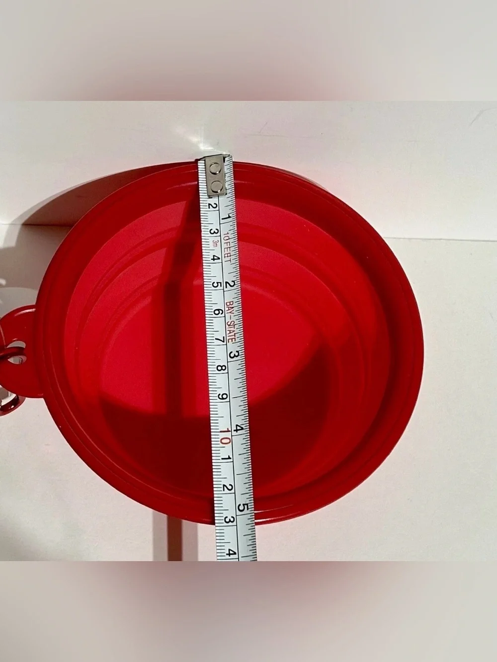 Collapsible Pet Bowl Dish Red Silicone Snack 5” Cat Dog Portable Travel Clip